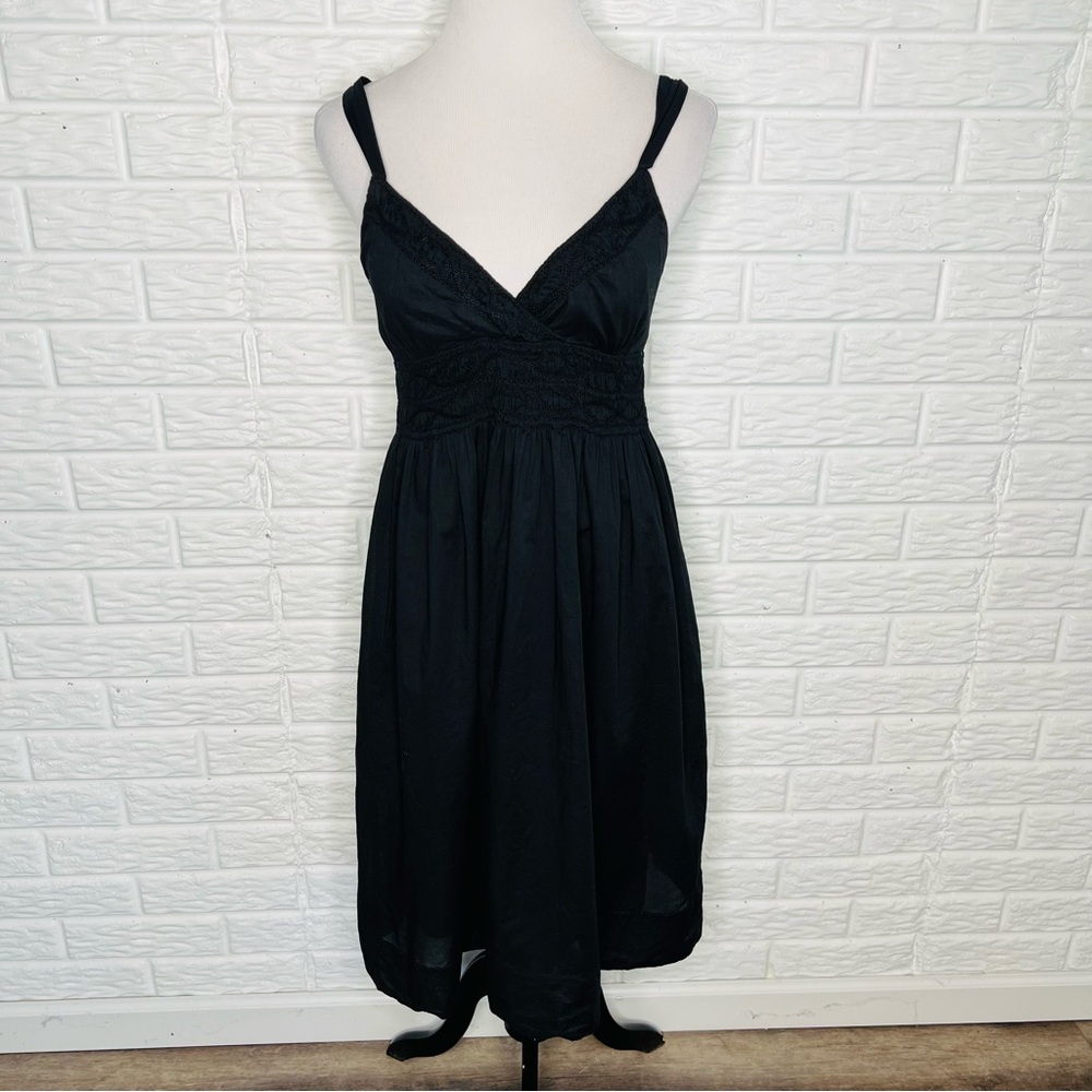 VINCE Smocked Black Sundress Lined Cotton Size 6